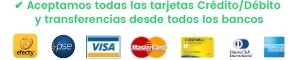 Aceptamos todas las tarjetas Credito_Debito y transferencias desde todos los bancos